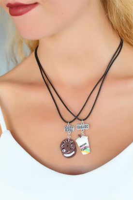 Kurabiye ve Milk Shake Tasarım Best Friends Kolye