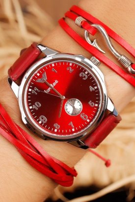 Tom Hands Deri Kordonlu Erkek Saat Kombini