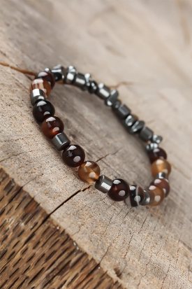 Hematitli Kaplan Gözü Doğal Taş Erkek Bileklik