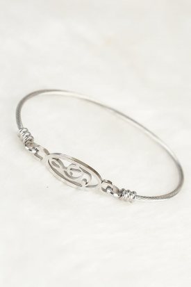 Silver Çelik Sol Anahtarı Figürlü Erkek Kelepçe Bileklik