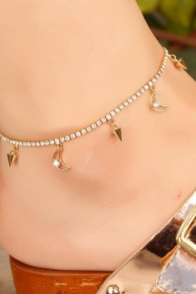 Dore Zirkon Parlak Taşlı Bayan Halhal