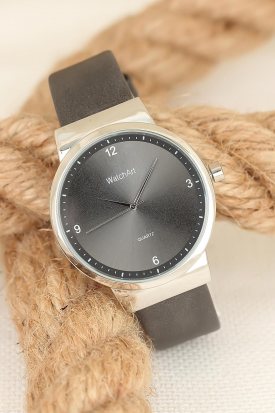 Füme Renk Deri Kordonlu Silver Metal Kasa Clariss Marka Erkek Kol Saati