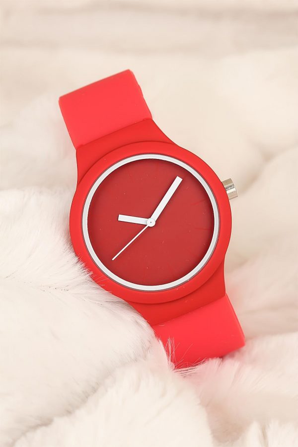 Kırmızı Silikon Bayan Saat