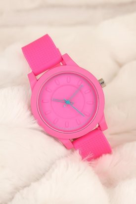 Pembe Renk Silikon Bayan Saat