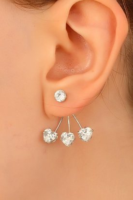 Zirkon Taşlı Tasarım Bayan Küpe