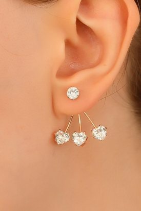 Zirkon Taşlı Tasarım Bayan Küpe