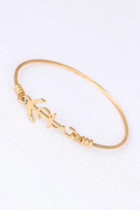 Gold Çelik Deniz Çapalı Erkek Kelepçe Bileklik