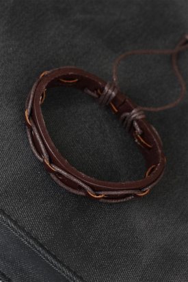 Kahverengi İpli Trend Deri Erkek Bileklik
