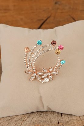 Zirkon Taşlı Çiçek Figürlü Broş