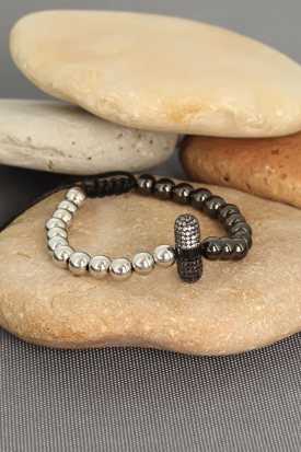 Metal Boncuklu Erkek Bileklik