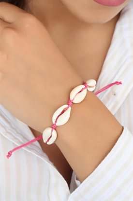 Pembe Renk İpli Deniz Kabuklu Bayan Bileklik