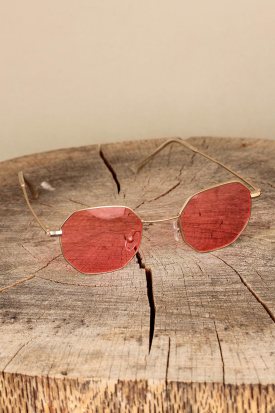 Pembe Renk Retro Metal Çerçeveli Güneş Gözlüğü