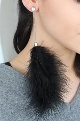 Tüylü Bayan Sallantı Küpe