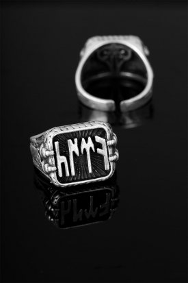 Çelik Eski Türkçe Türk Yazılı Ayarlamalı Erkek Yüzük