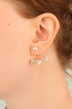 Zirkon Taşlı Bayan Metal Küpe Tasarımı