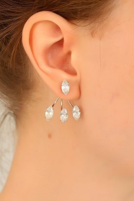 Zirkon Taşlı Bayan Metal Küpe Tasarımı