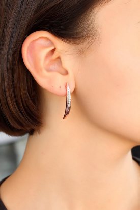 Metal Zirkon Taşlı Bayan Küpe