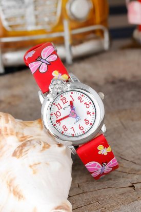 Kalp Kadran Deri Kordonlu Metal Kasa Trend  Çocuk Saat