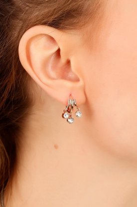 Metal Zirkon  Taşlı Bayan Küpe