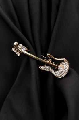 Dore Metal Zirkon Parlak Taşlı Broş