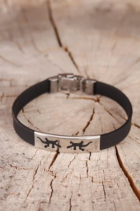 Çelik Aksesuarlı Siyah Silikon Erkek Bileklik