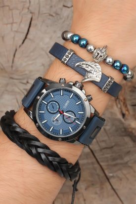 Silikon Kordonlu Erkek Clariss Marka Saat Kombini