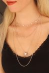 Rose Renk Zirkon Taşlı Bayan Çoklu Kolye