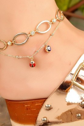 Dore Zirkon Parlak Taşlı Bayan Halhal