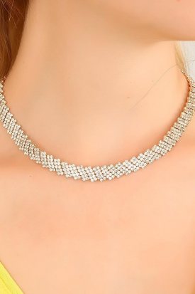 Zirkon Parlak Taşlı Tasarım Bayan Kolye