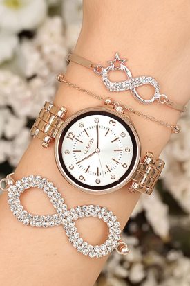 Metal Kordonlu Clariss Marka Bayan Saat Kombini