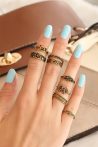 Eskitme Renkli Trend Metal Bayan Yüzük Seti